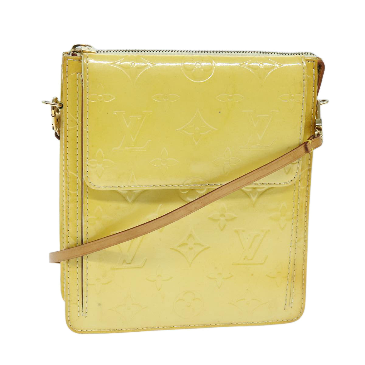 Louis Vuitton Mott Yellow Patent Leather Clutch Bag