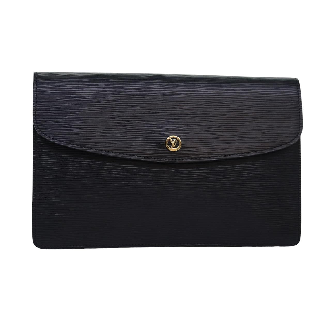 Louis Vuitton Montaigne Black Leather Clutch Bag