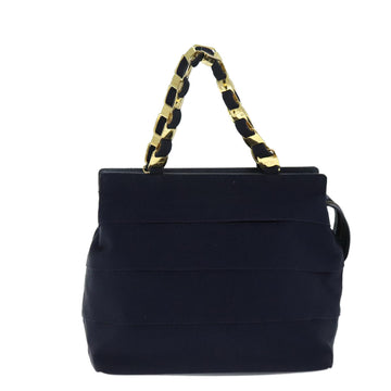 Salvatore Ferragamo Vara Navy Canvas Handbag 