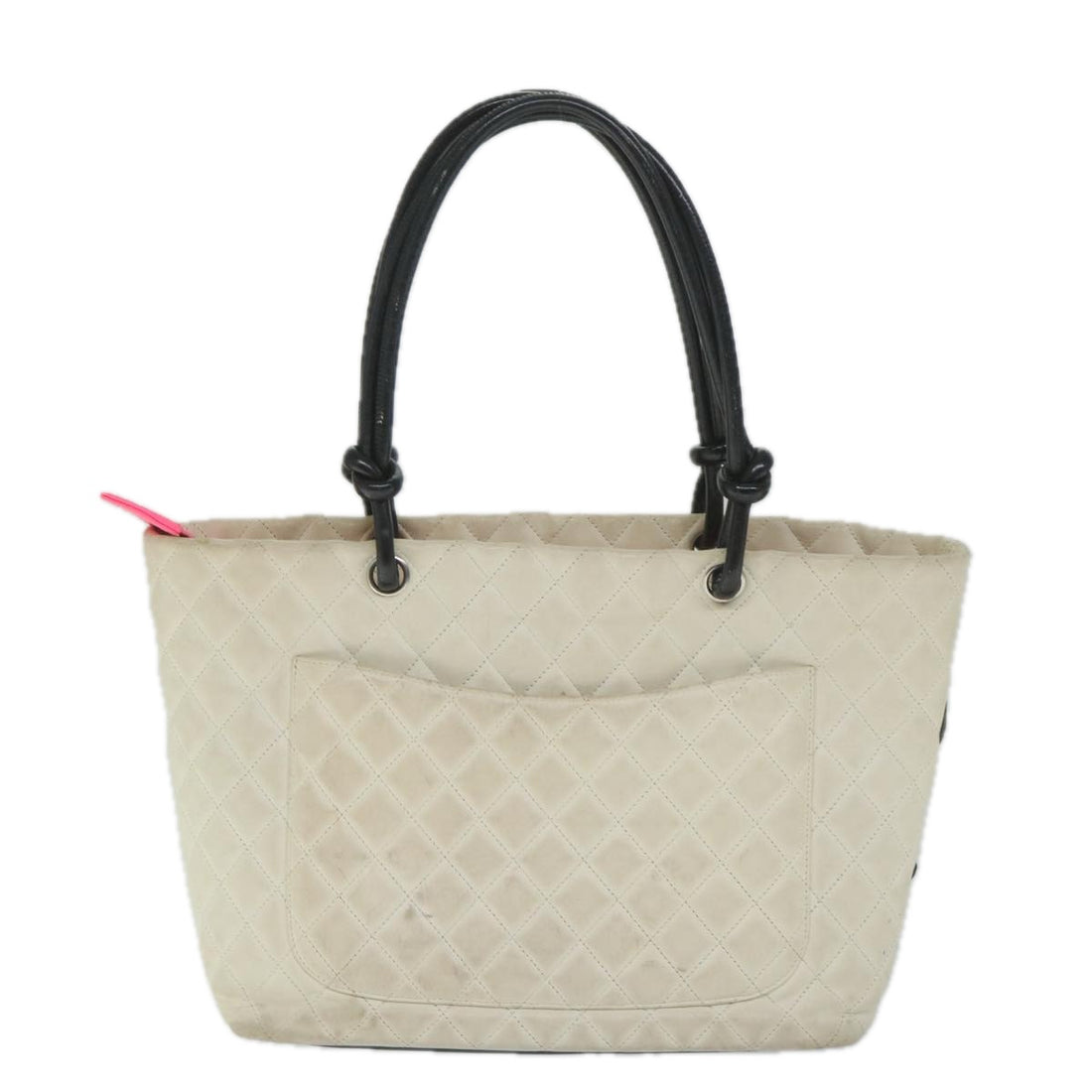 Chanel Cambon line White Leather Tote Bag