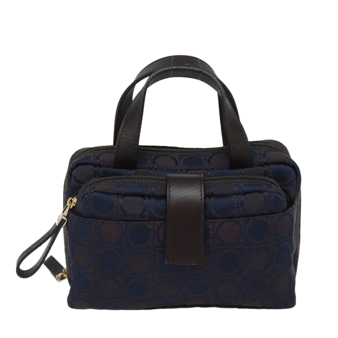 Salvatore Ferragamo Gancini Navy Canvas Handbag 