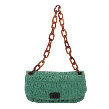 Prada Green Leather Shoulder Bag