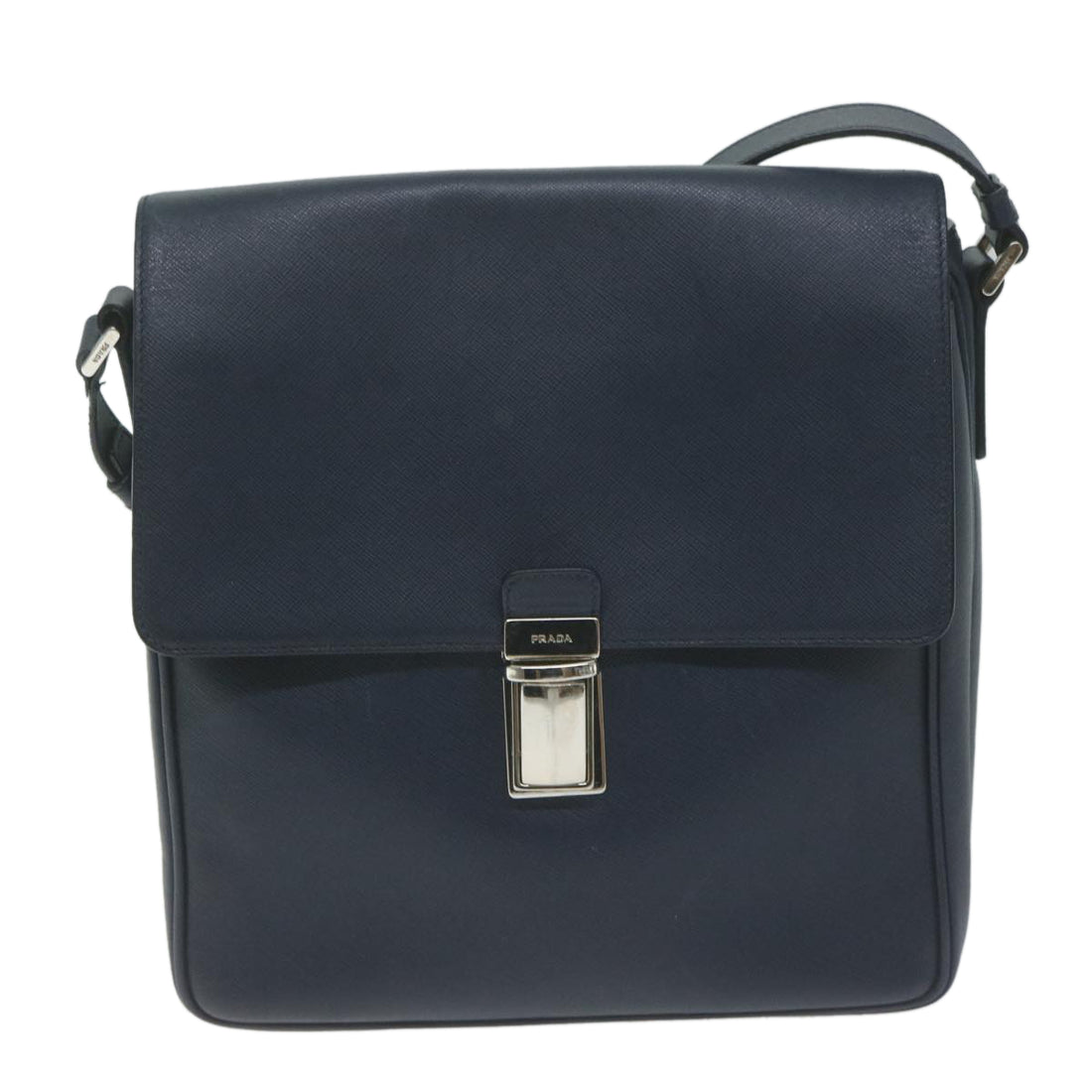 Prada Saffiano Navy Leather Shoulder Bag