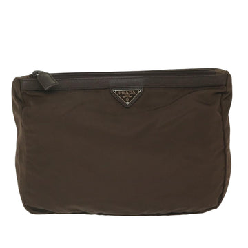 Prada Brown Synthetic Clutch Bag