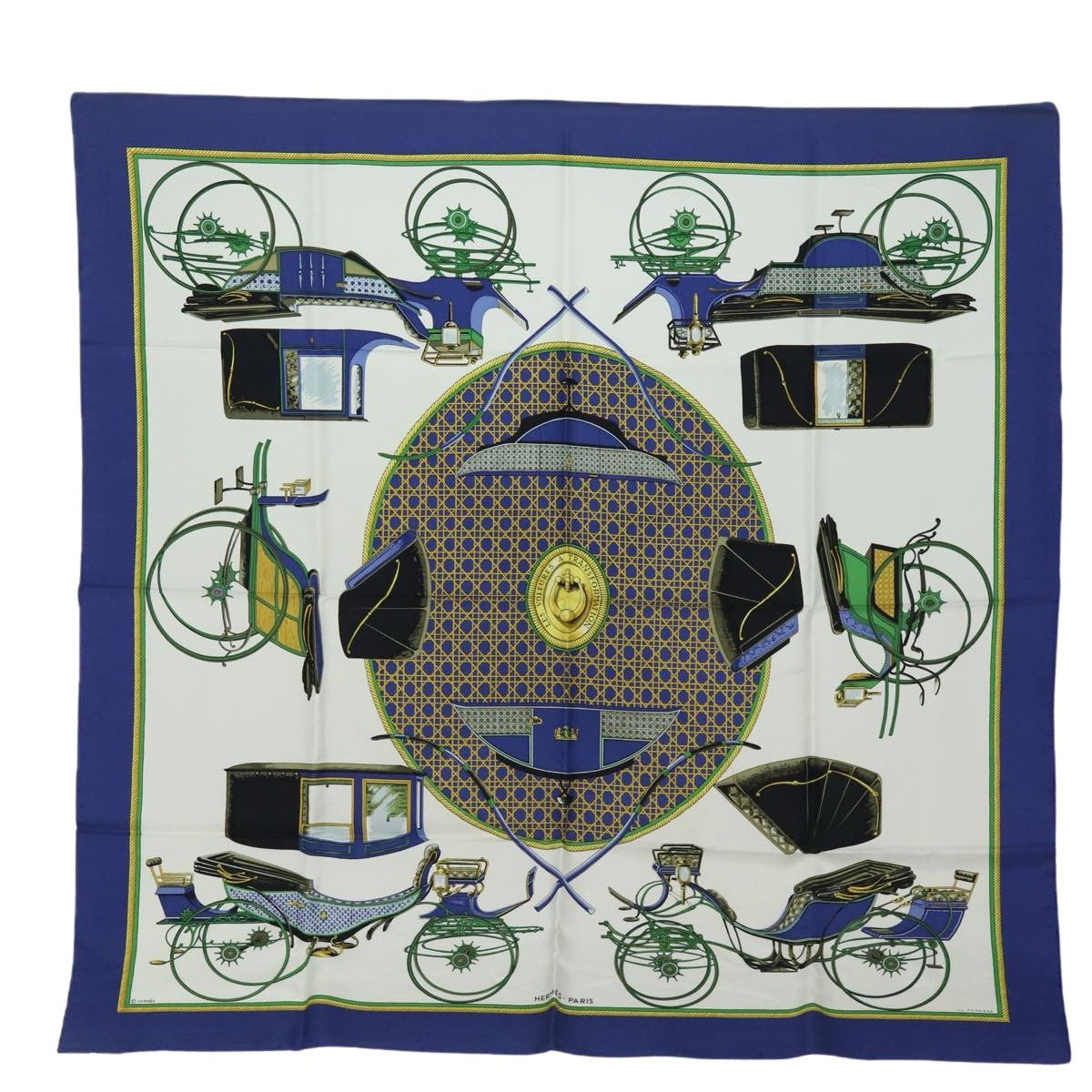 Hermès Carré Blue Silk Scarf 