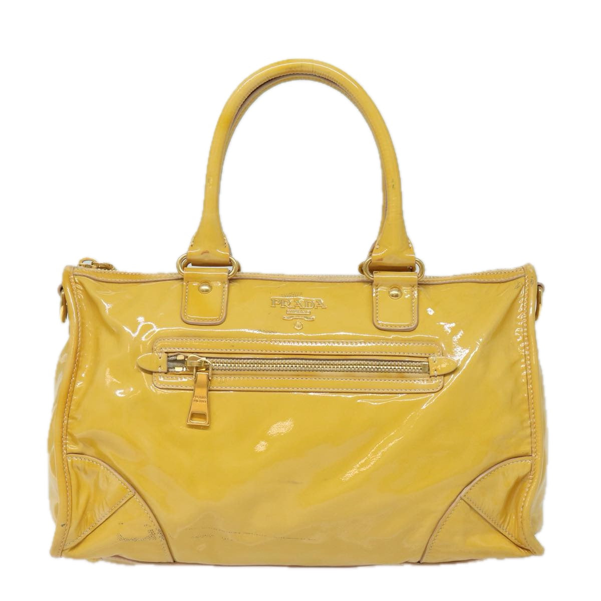 Prada Yellow Patent Leather Handbag 