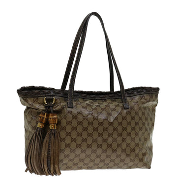 Gucci Bamboo Brown Canvas Tote Bag