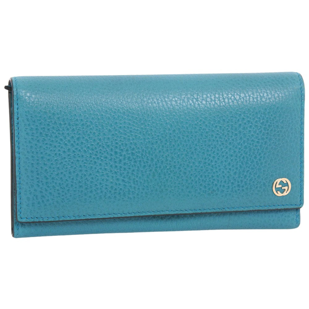 Gucci Interlocking G Blue Leather Wallet 