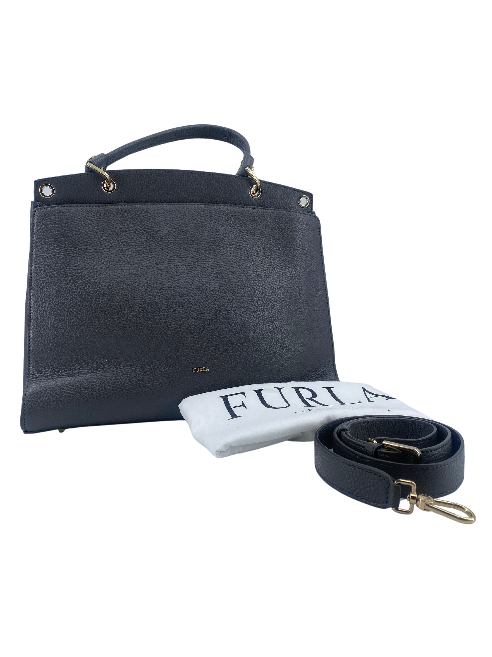 Furla Grey Leather Handbag 