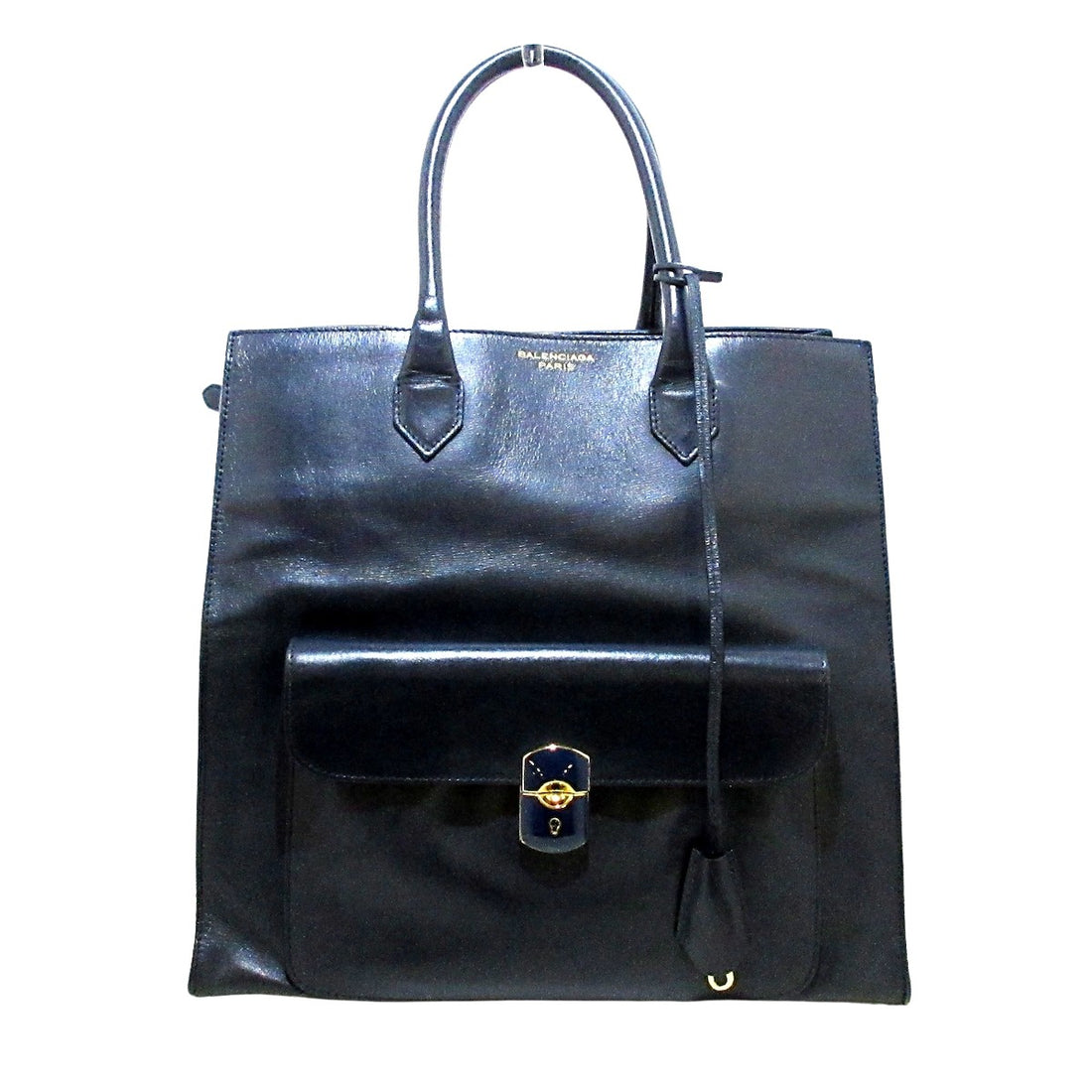 Balenciaga Padlock Black Leather Tote Bag