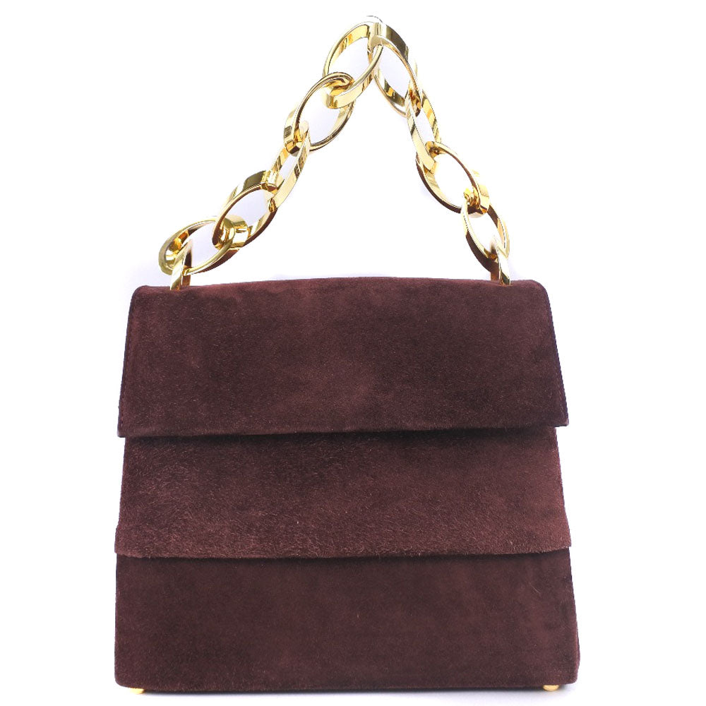 Salvatore Ferragamo Burgundy Suede Handbag 