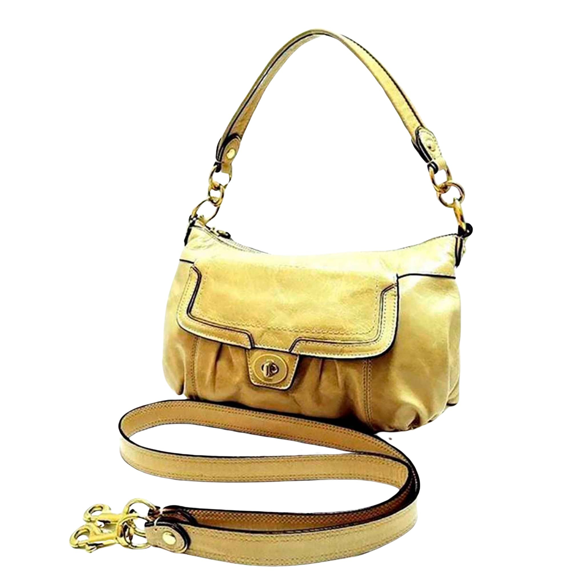 Coach Poppy Beige Leather Shoulder Bag