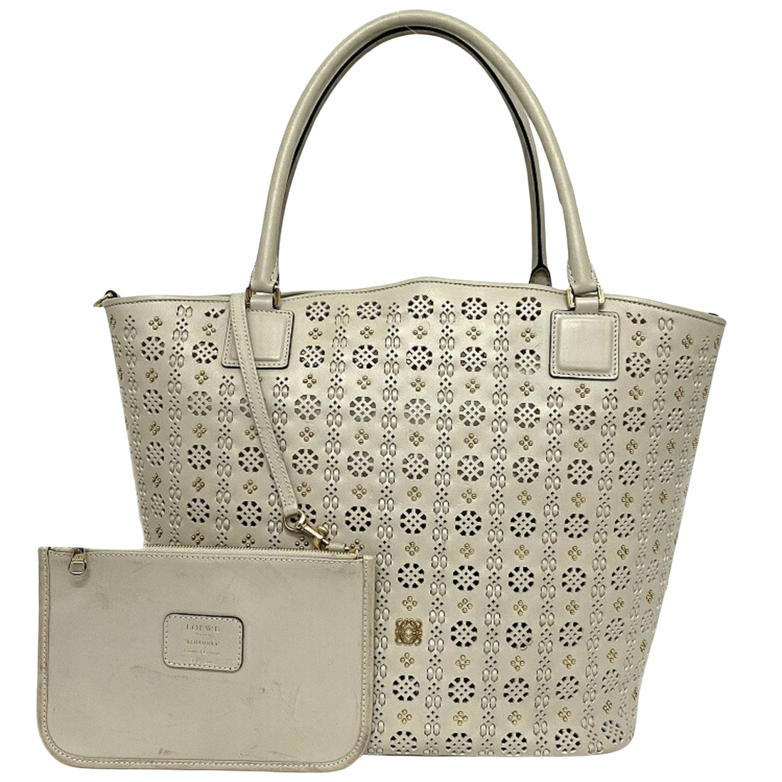 Loewe Anagram Beige Leather Tote Bag