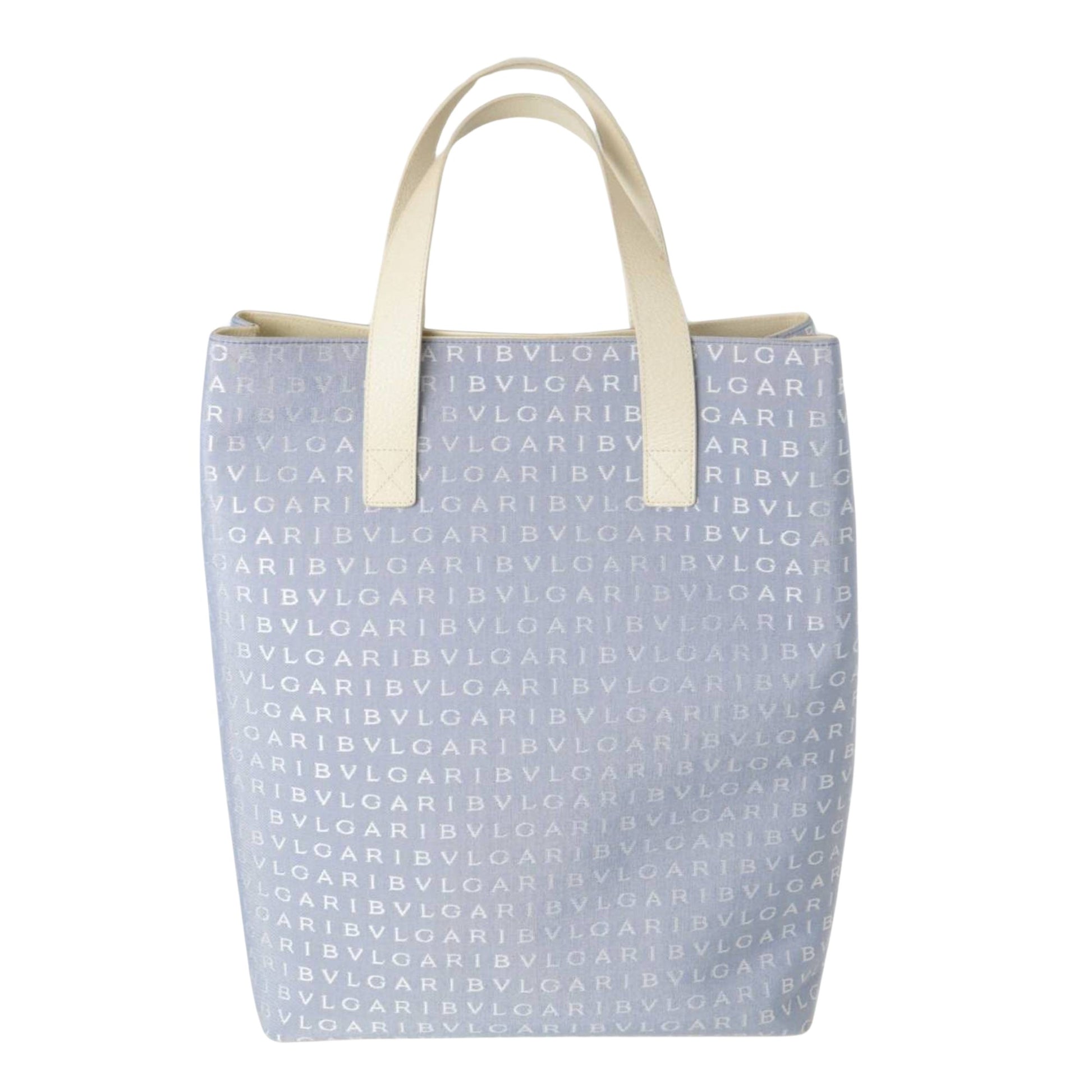 Bulgari Logo mania Blue Canvas Tote Bag