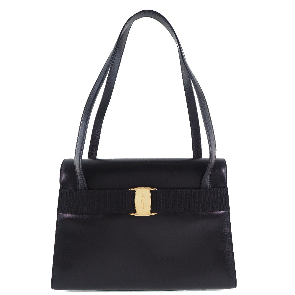 Salvatore Ferragamo Vala Black Pony-Style Calfskin Shoulder Bag