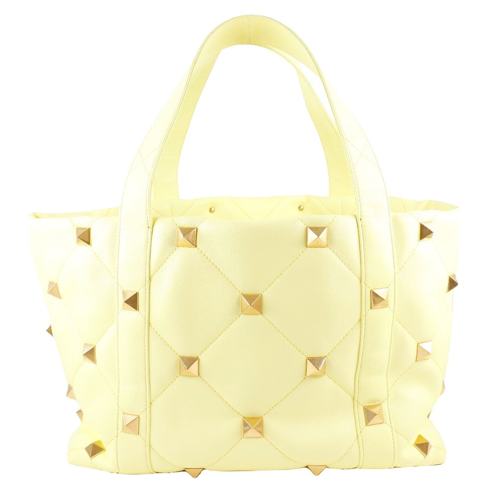 Valentino Garavani ROMAN STUD Yellow Leather Tote Bag