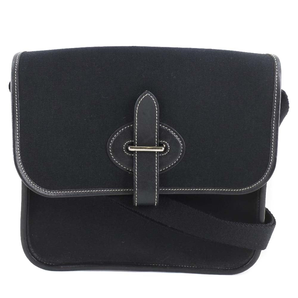 Hermès Buenaventura Black Canvas Shoulder Bag