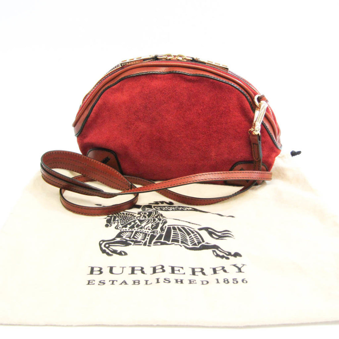 Burberry Red Suede Shoulder Bag