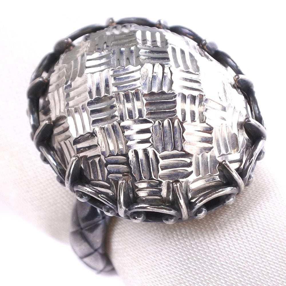 Bottega Veneta Intrecciato Silver Silver Ring 