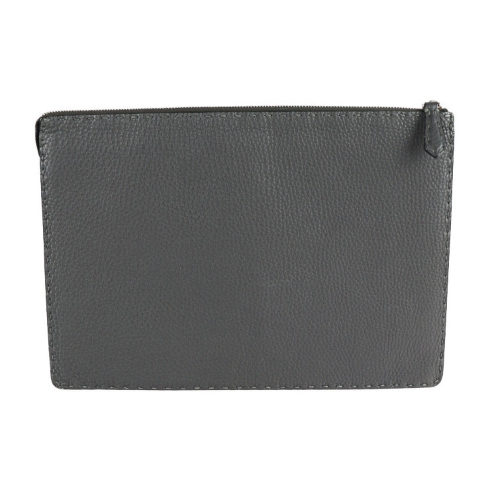 Fendi Grey Pony-Style Calfskin Clutch Bag