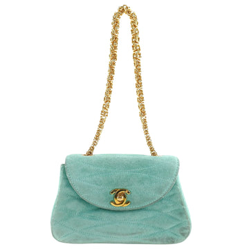 Chanel Coco Mark Green Suede Handbag 