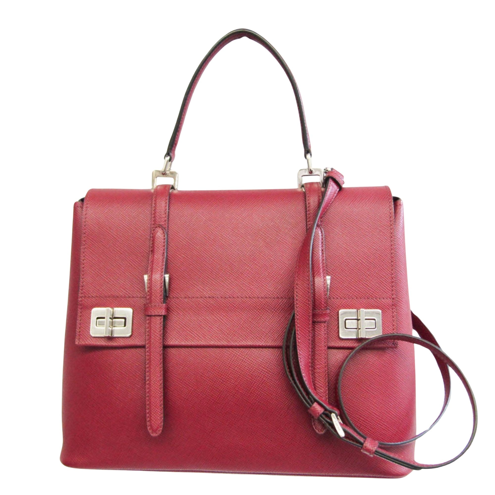 Prada City Calf Burgundy Leather Handbag 