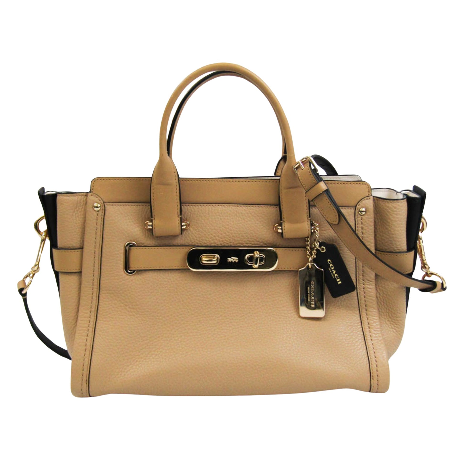 Coach Swagger Beige Leather Handbag 