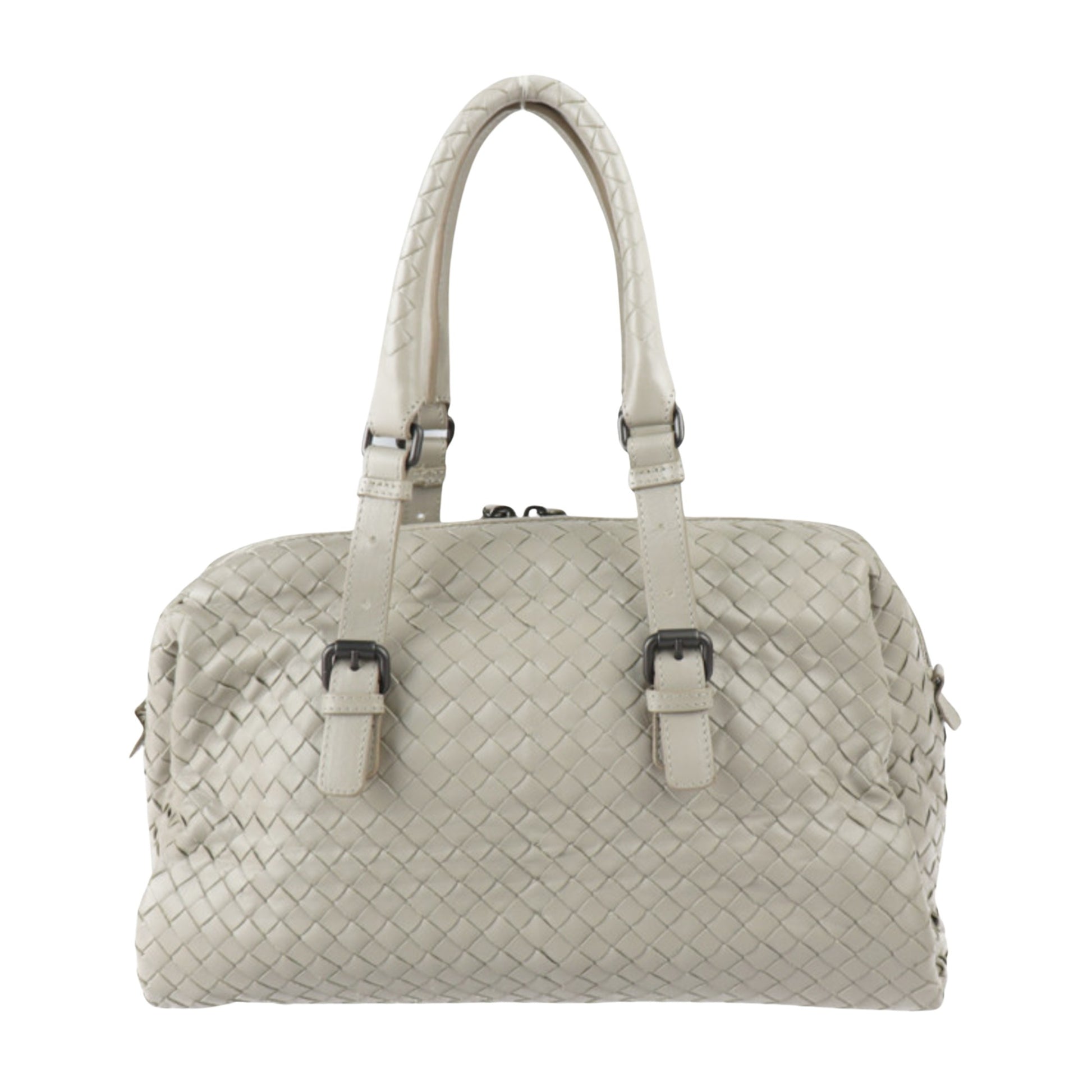 Bottega Veneta Intrecciato Grey Leather Travel Bag