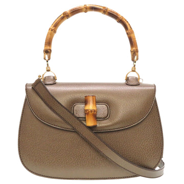 Gucci Bamboo Copper Canvas Handbag 