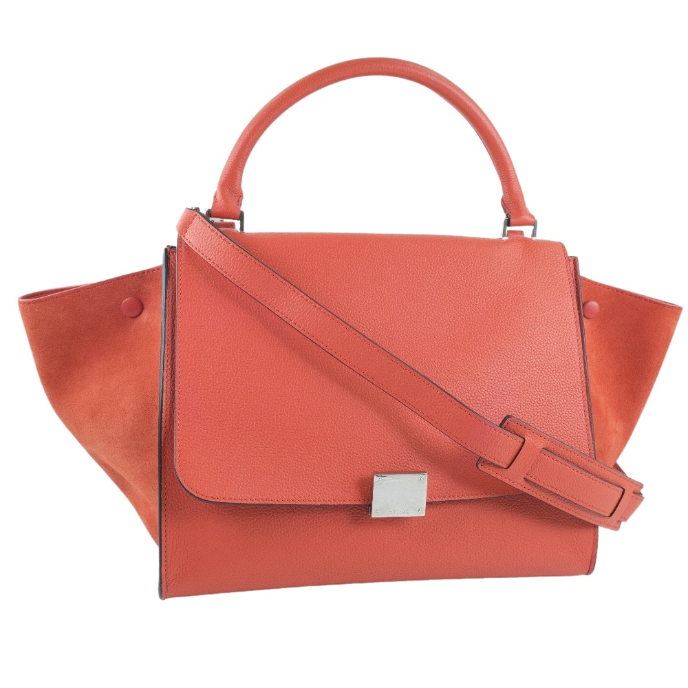 Céline Trapèze Orange Leather Handbag 