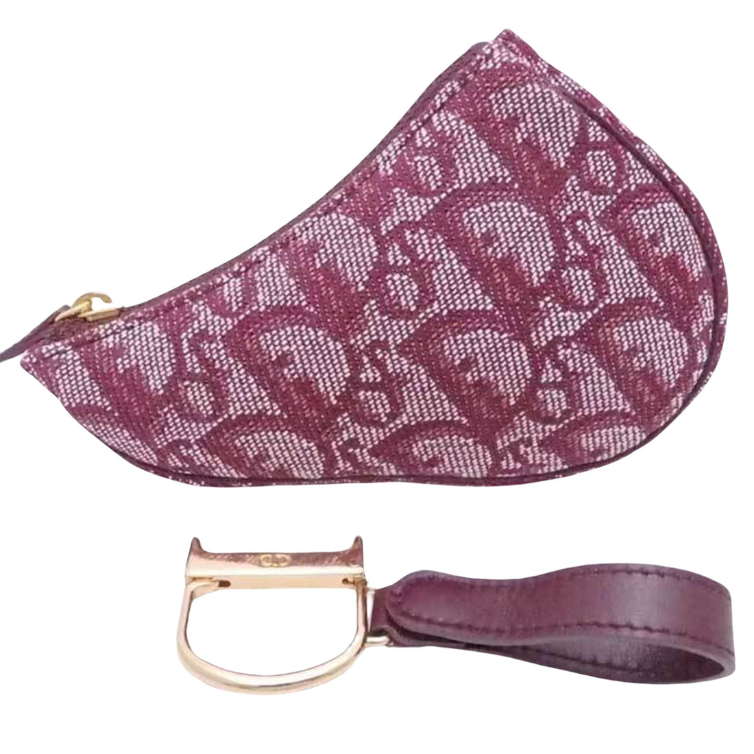 Dior Saddle Burgundy Canvas Clutch Bag