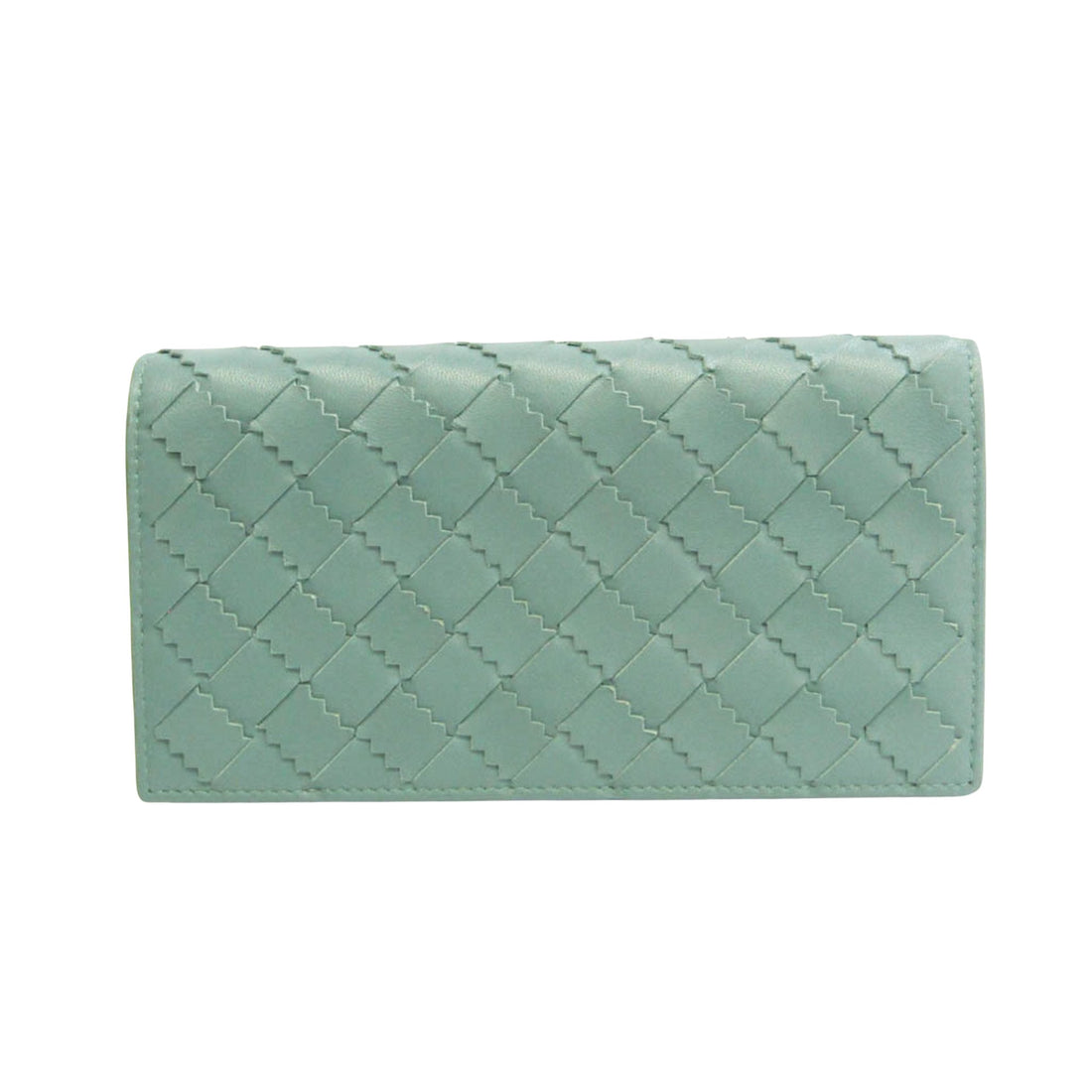 Bottega Veneta Intrecciato Turquoise Leather Wallet 