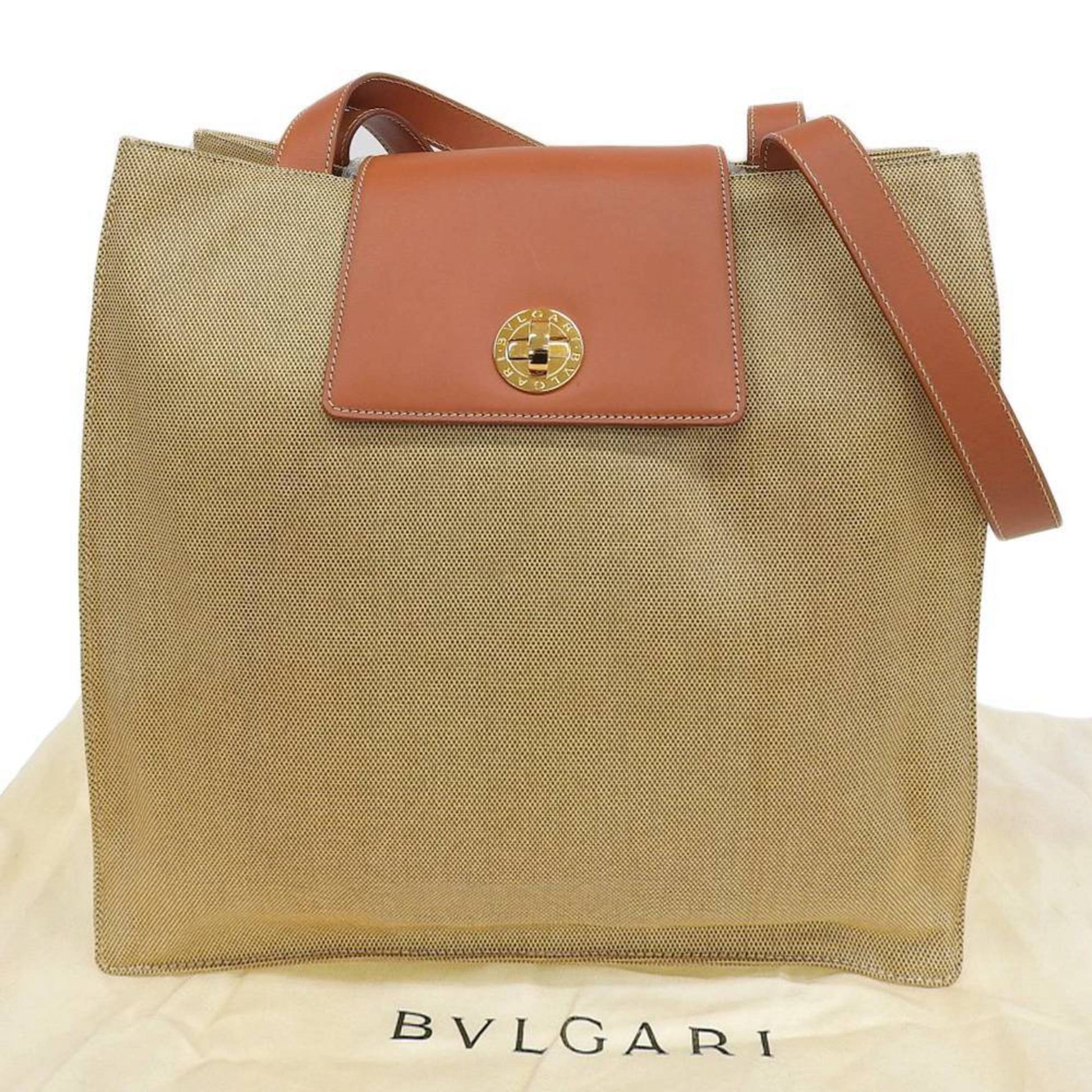 Bulgari Beige Canvas Tote Bag