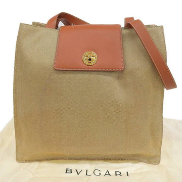 Bulgari Beige Canvas Tote Bag