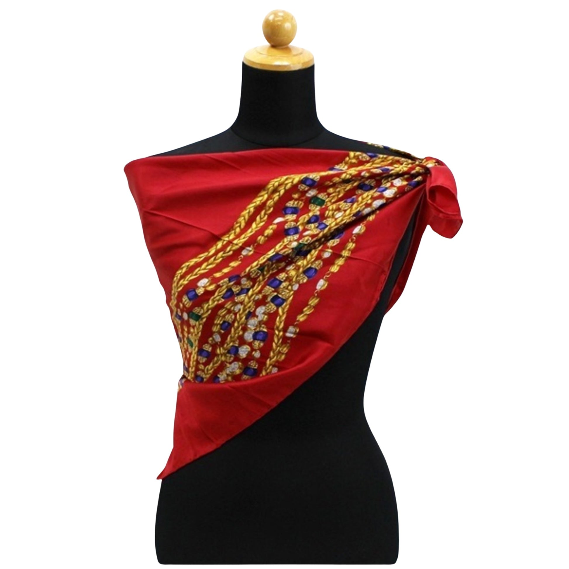 Chanel Red Silk Scarf 