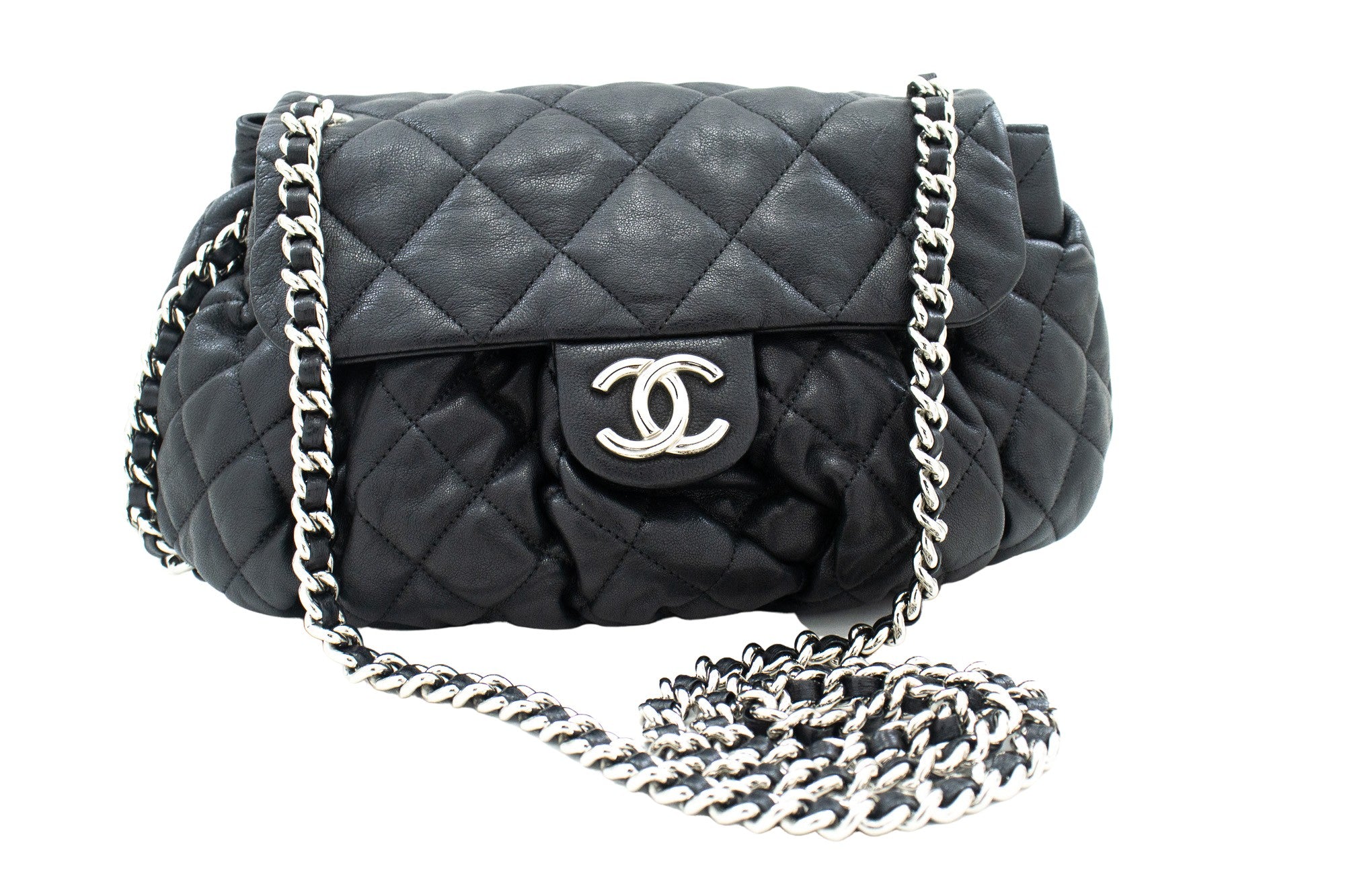 Chanel Chain around Black Leather Shoulder Bag