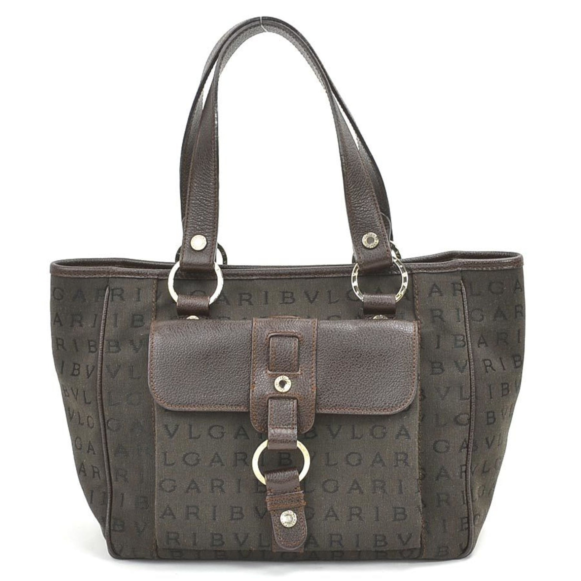 Bulgari Brown Canvas Handbag 