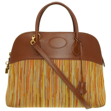 Hermès Bolide Brown Canvas Handbag 