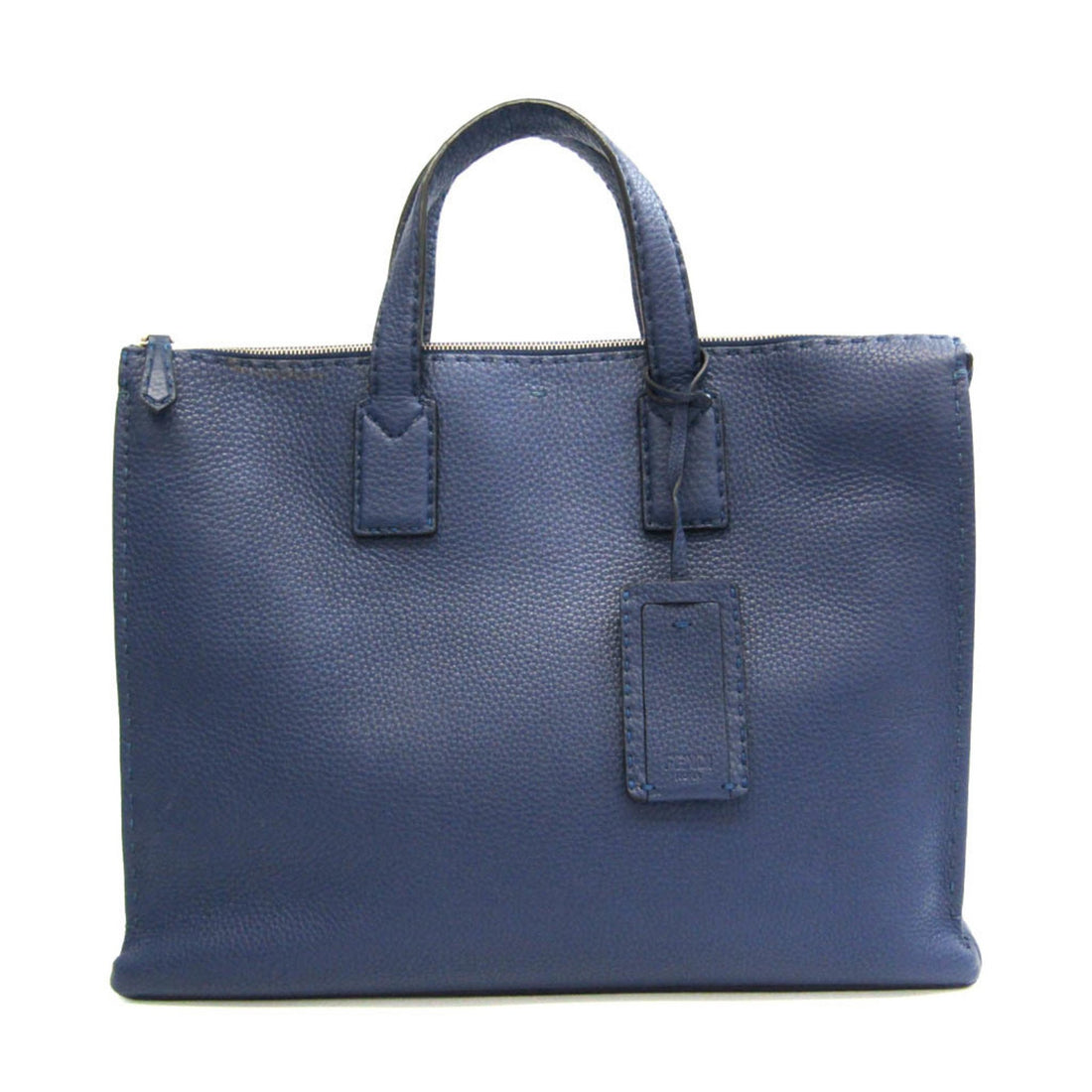 Fendi Selleria Blue Leather Briefcase Bag