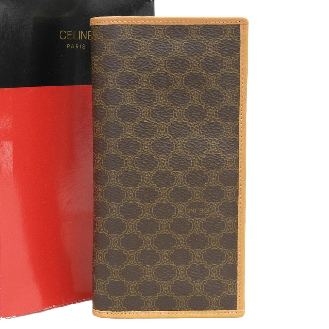 Céline Triomphe Vintage Brown Canvas Wallet 