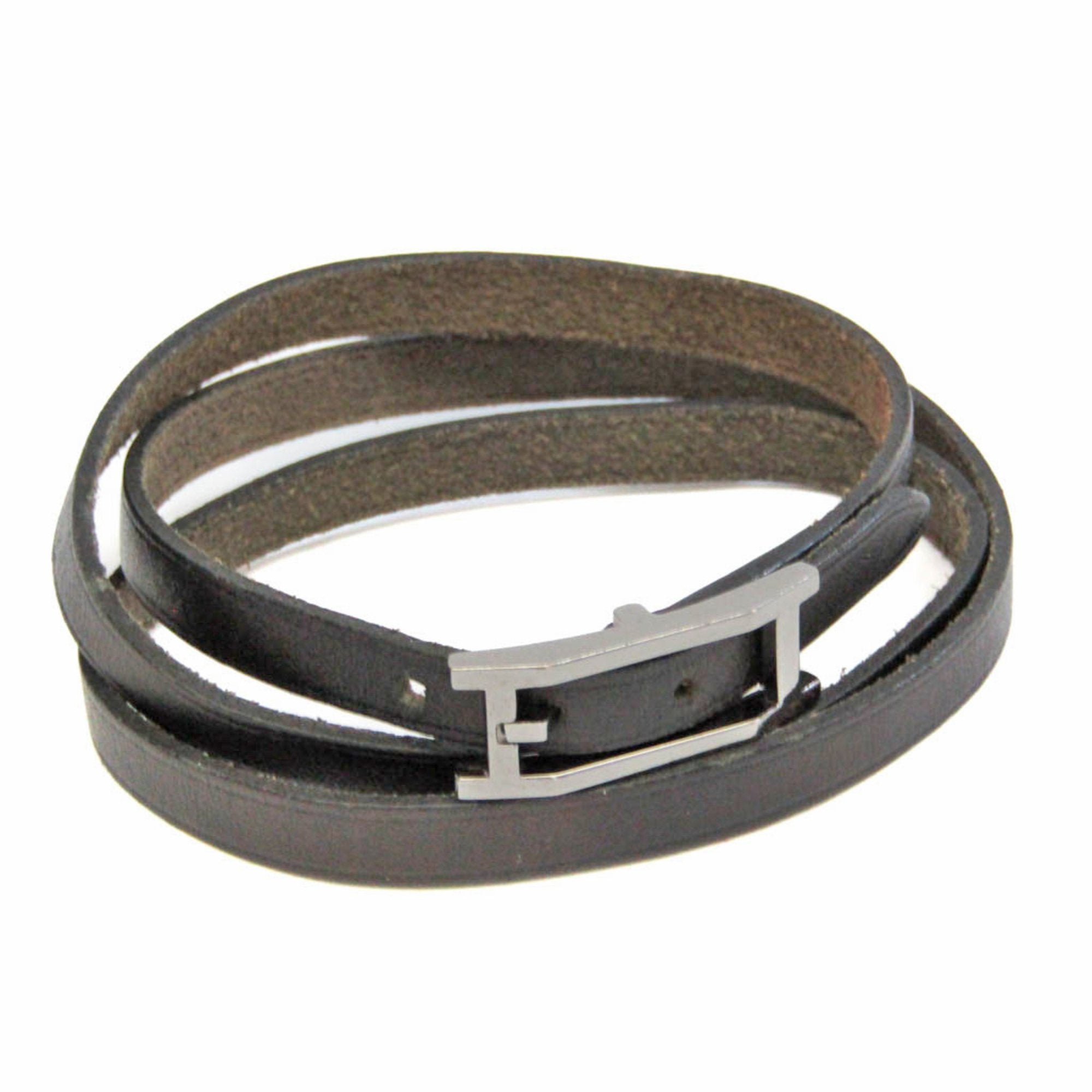 Hermès Hapi 3 Black Leather Bracelet 