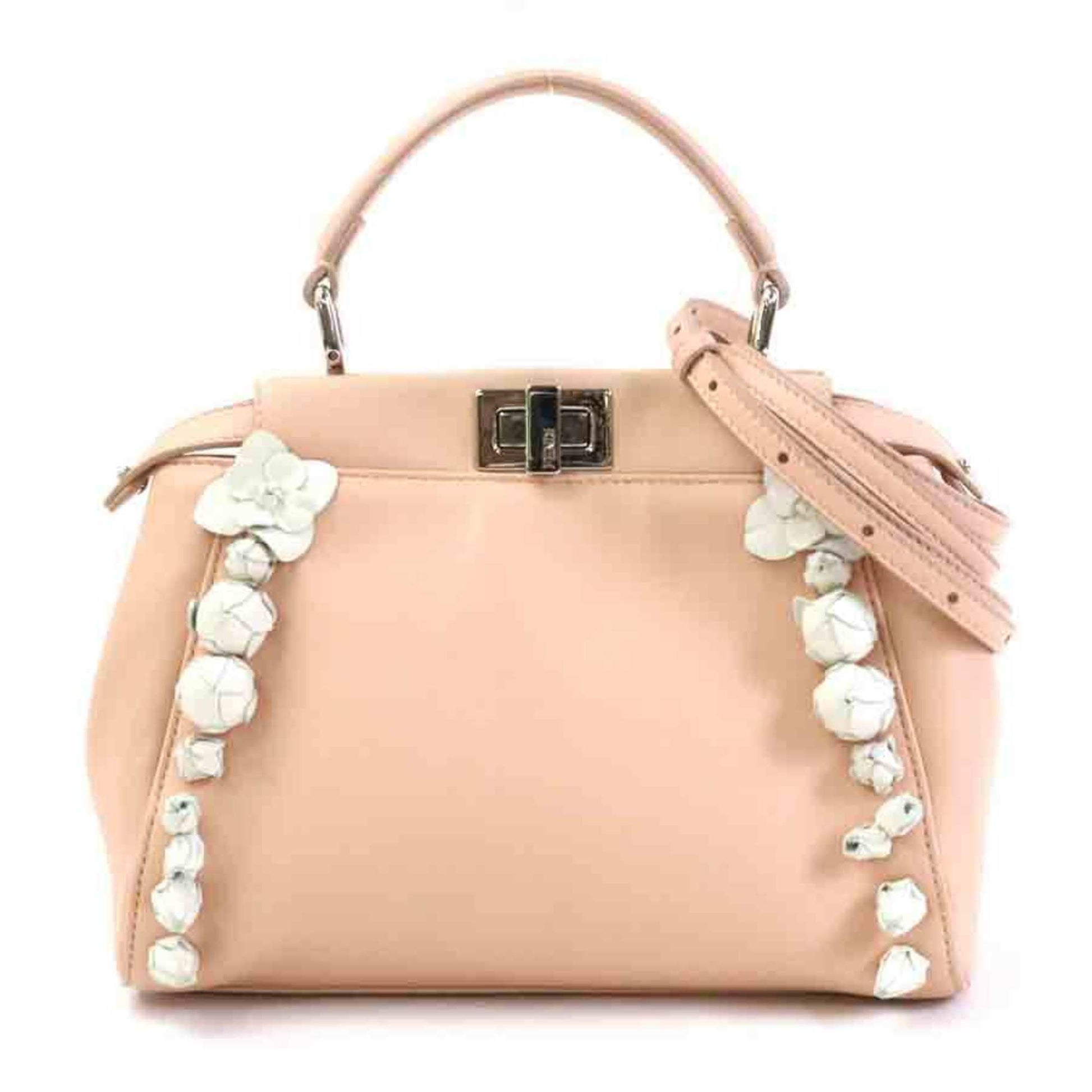 Fendi Peekaboo Beige Leather Shoulder Bag