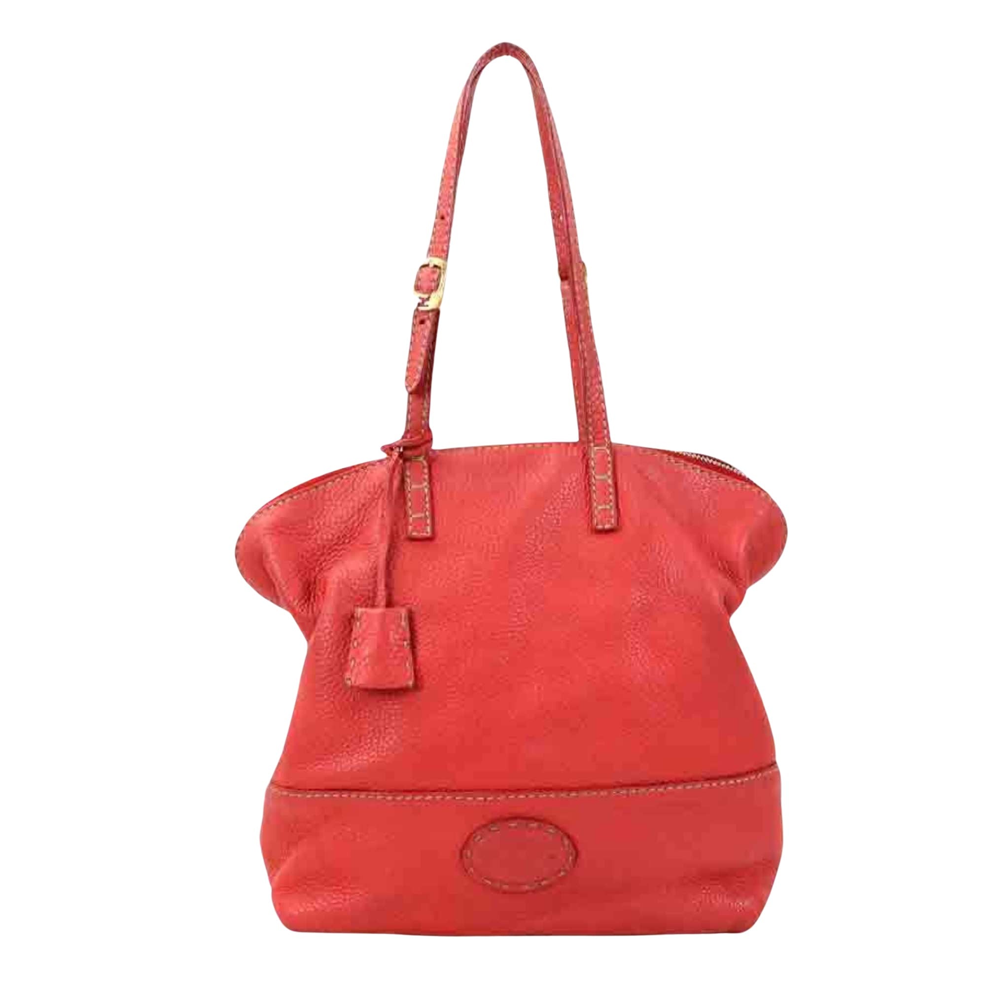 Fendi Selleria Red Leather Shopper Bag