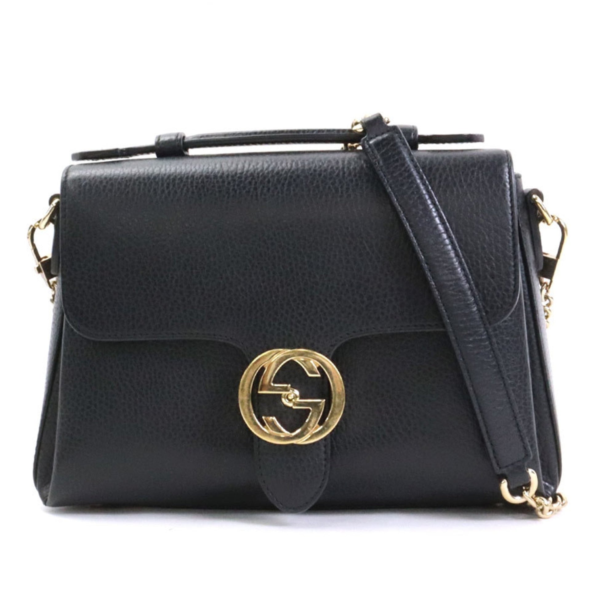 Gucci Interlocking Black Leather Handbag 