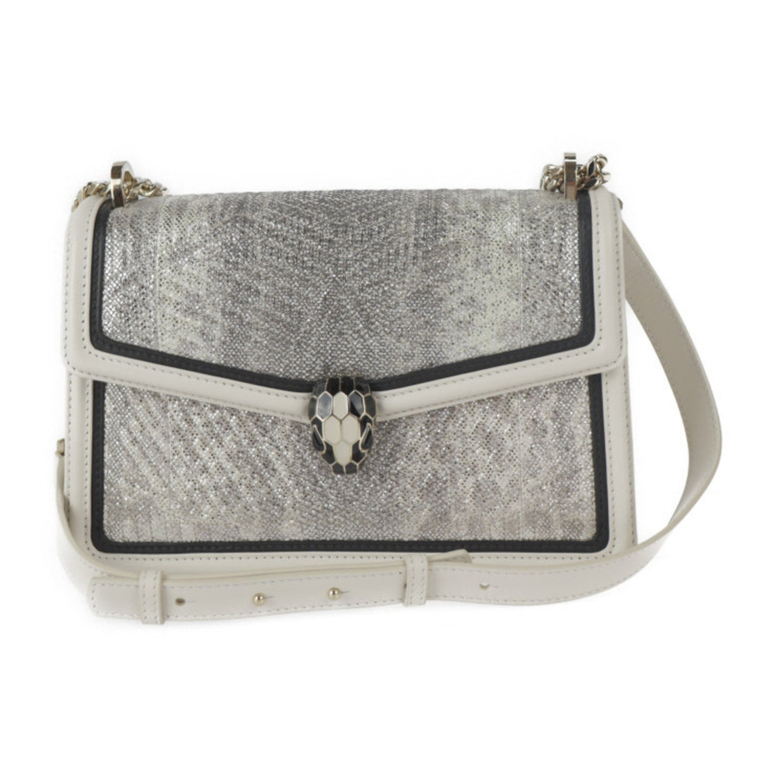 Bulgari Serpenti White Leather Shoulder Bag