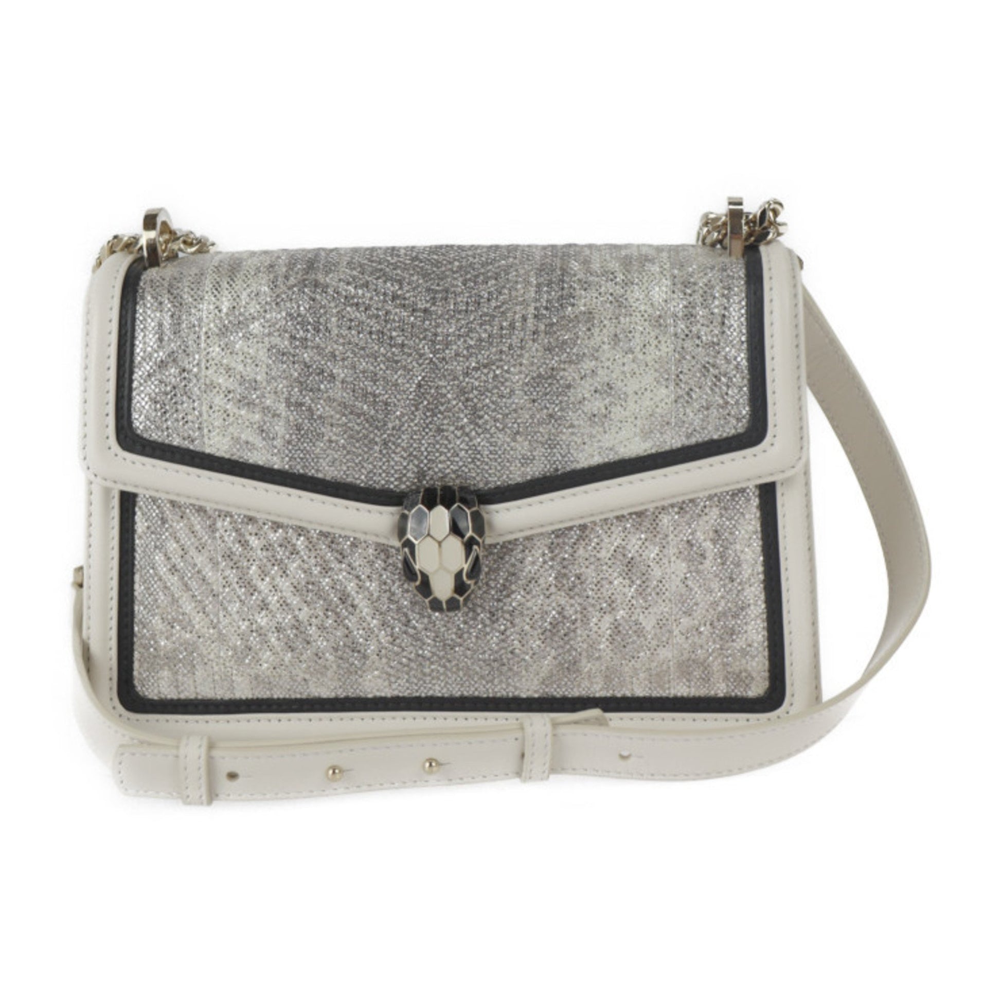 Bulgari Serpenti White Leather Shoulder Bag