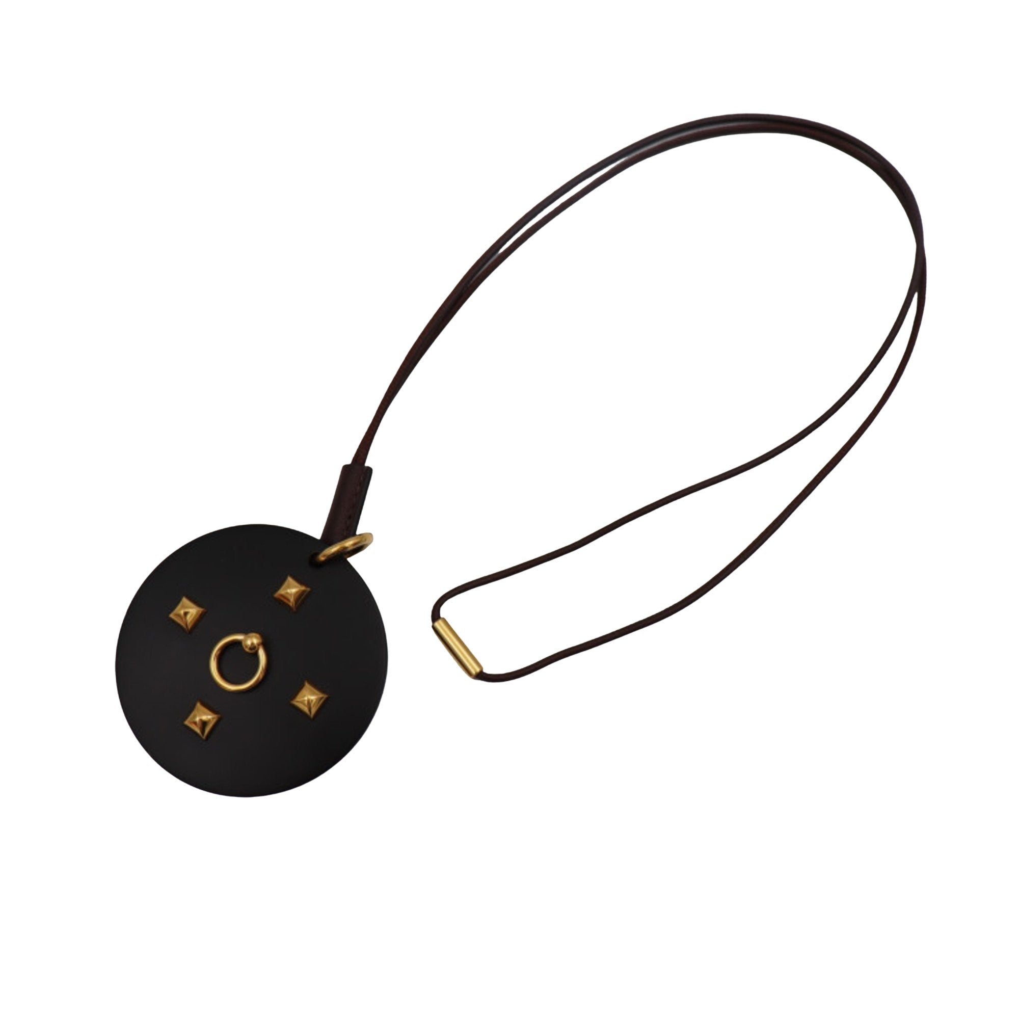 Hermès Medor Black Leather Necklace 