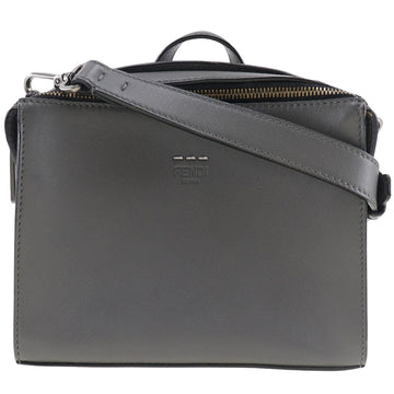 Fendi Messenger Grey Leather Shoulder Bag