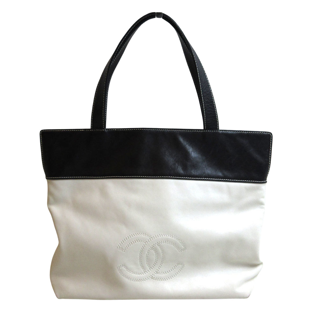 Chanel White Leather Tote Bag