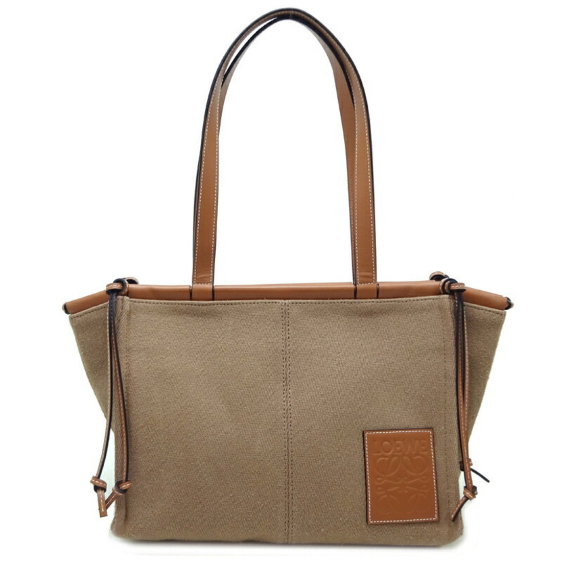 Loewe Cushion Brown Canvas Shoulder Bag